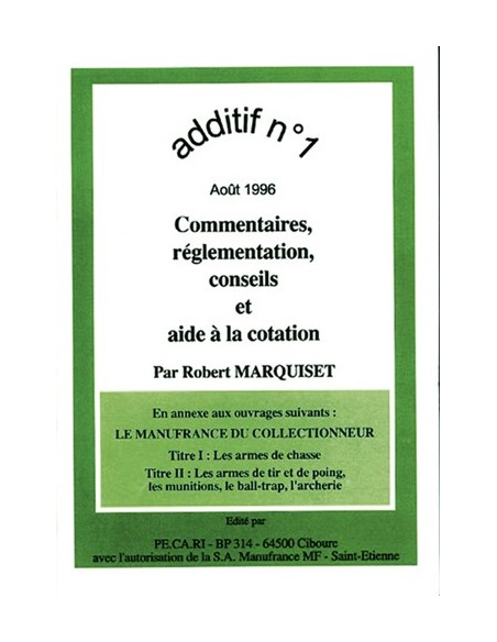 COMMENTAIRES,REGLEMENTATION,CONSEILS A LA COTATION ADDITIF N °1
